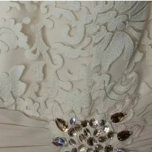 Elegant Cream Lace Dress - Picture 8 of 13